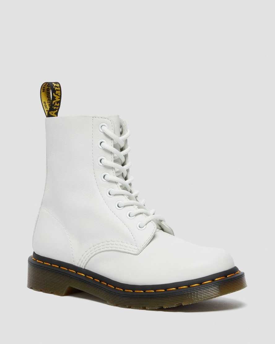 Dr. Martens 1460 Pascal Virginia Lær Original Støvler Dame Hvite [7648RFBHY]